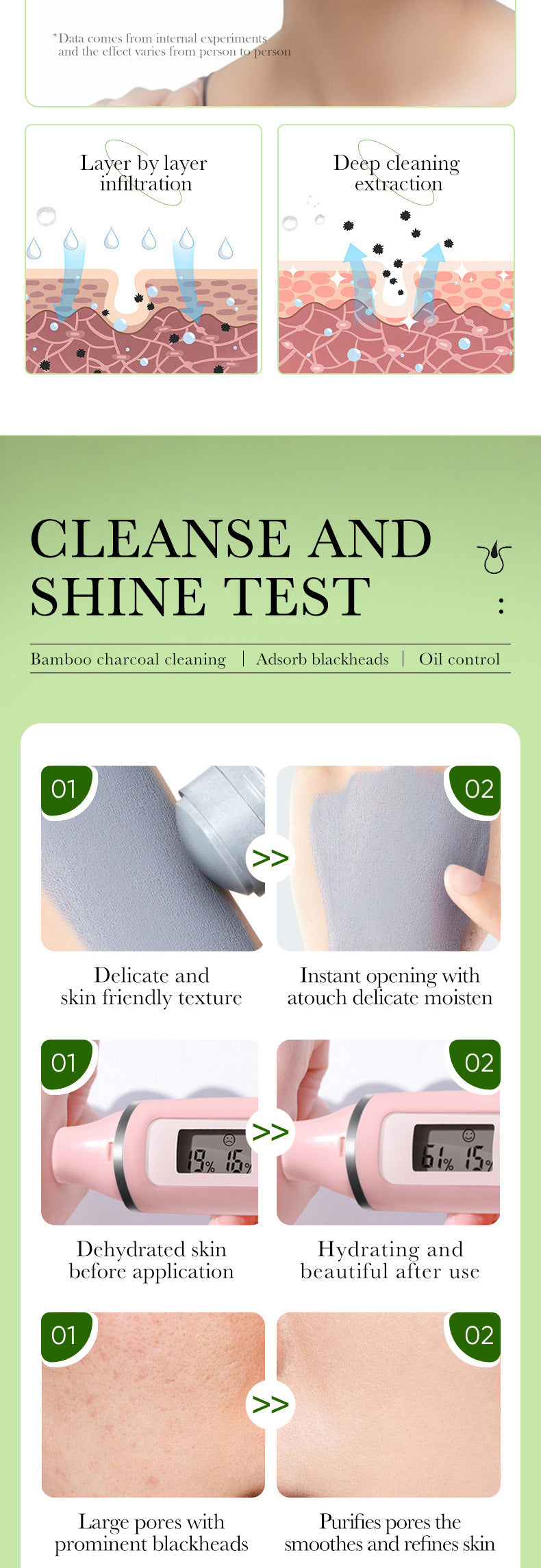 Bamboo Charcoal Solid Mask40g ZOZU Clean pores refreshing portable clay mask stick cross-border wholesale - 图片 9