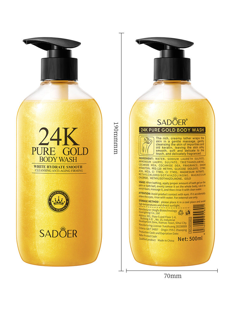 24K Gold Shower Gel500ml SADOER Cleansing and Moisturizing Fragrance Body Wash Cross-Border Wholesale - 图片 16