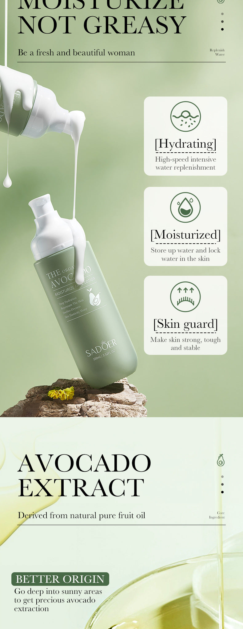 Avocado Skincare Set SADOER Cleansing, moisturizing and moisturizing six-piece set foreign trade wholesale - 图片 52