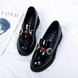Women's Flat Shoes2025New Korean Style Versatile British Style Loafers Patent Leather Thick Sole Social Student Small Leather Shoes