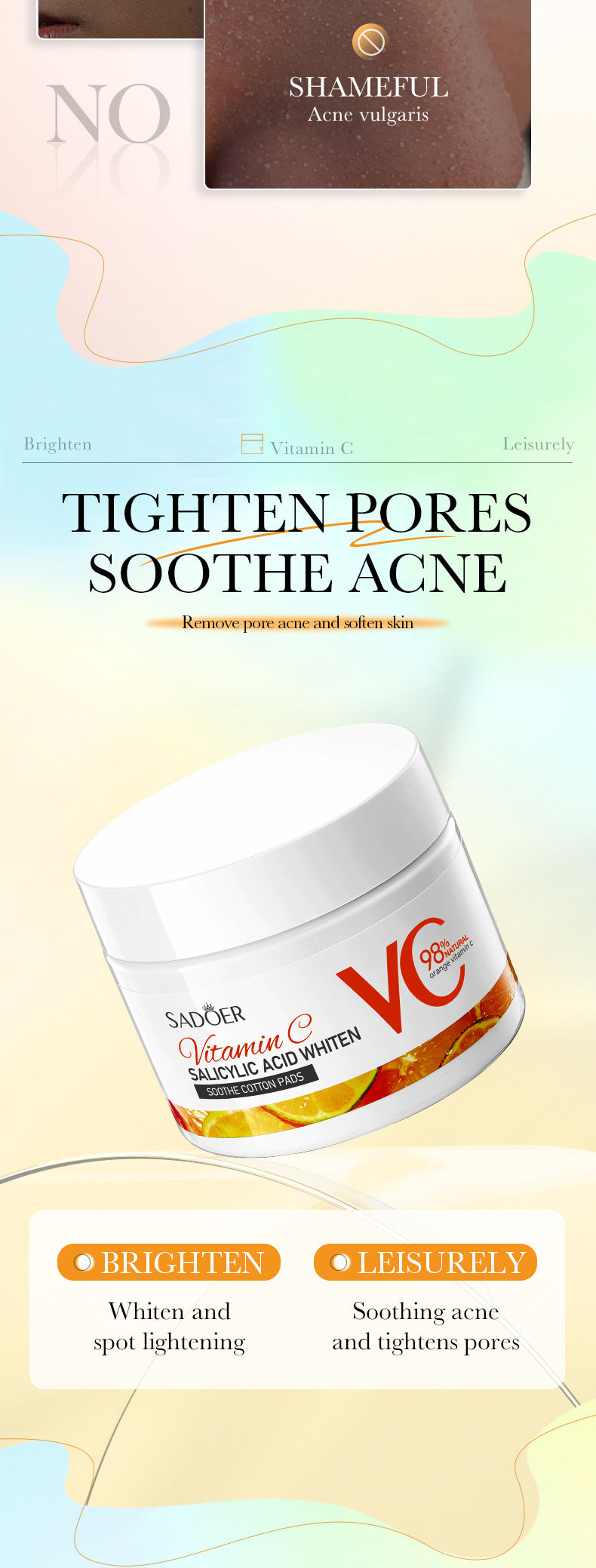 Vitamin C Cotton Sheet SADOER Salicylic Acid Whitening and Rejuvenating Mask Cross-Border Wholesale - 图片 8