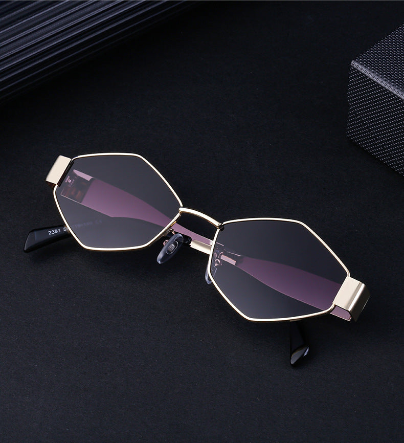 European and American Fashion Irregular Metal Sunglasses for Women Trendy Personality Wide Temple Sunglasses Wholesale sunglass - 图片 17