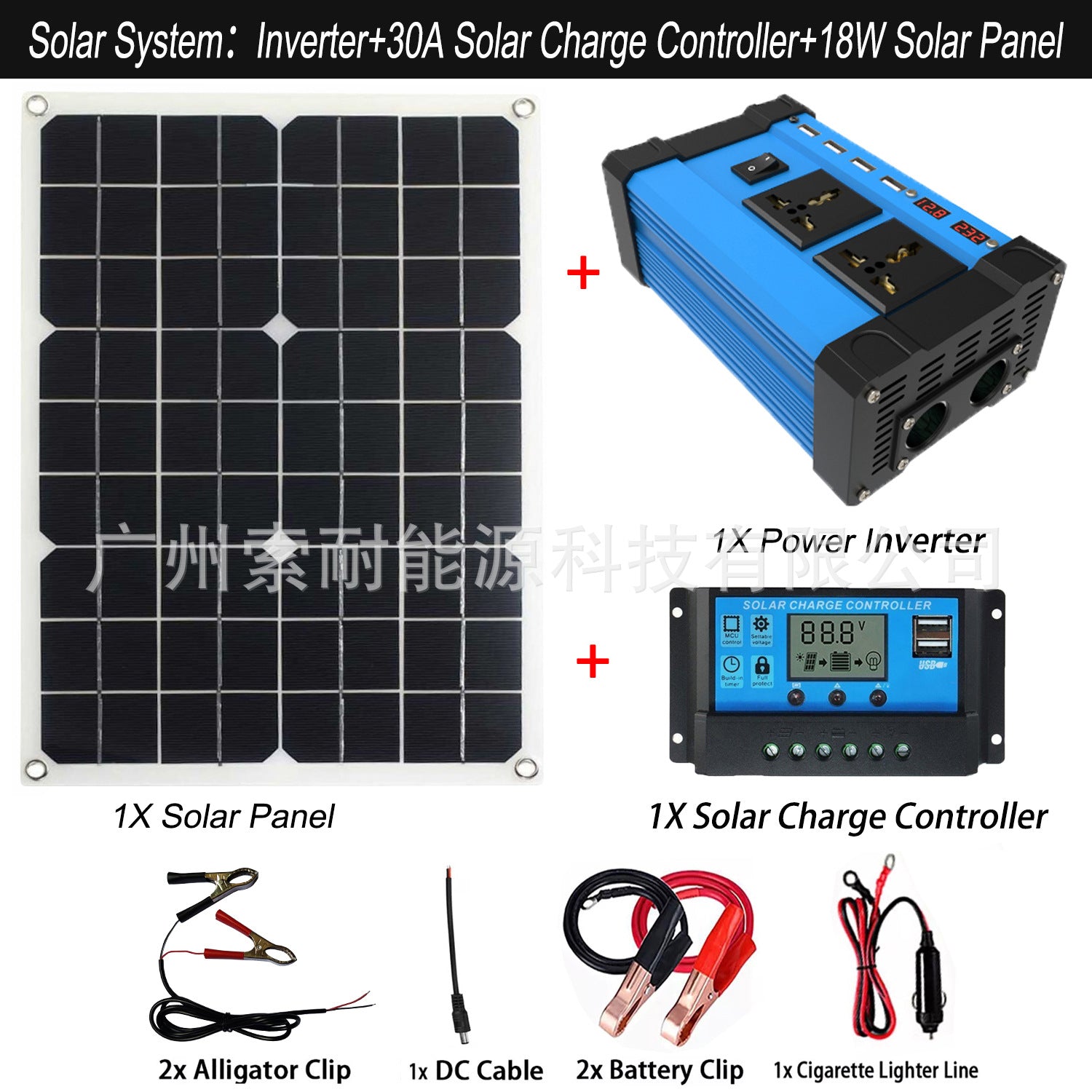 Triumph300W/500W Solar Energy Kit System:12V Inverter+30A Controller+18W Solar Panel - 图片 6
