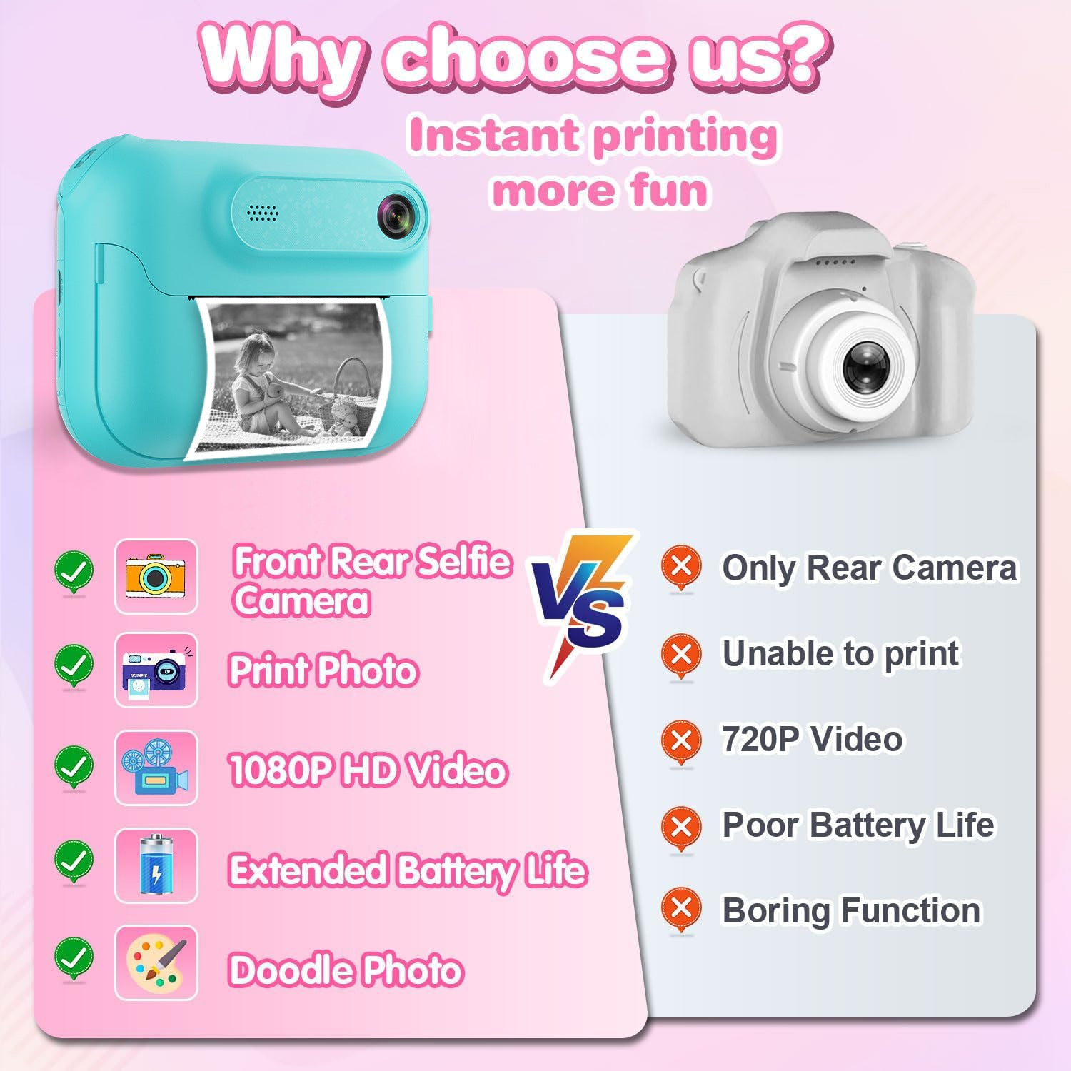Hot-selling Polaroid Camera Children's Toy Can Take Photos and Print Black and White Photos Directly with Built-in - 图片 4