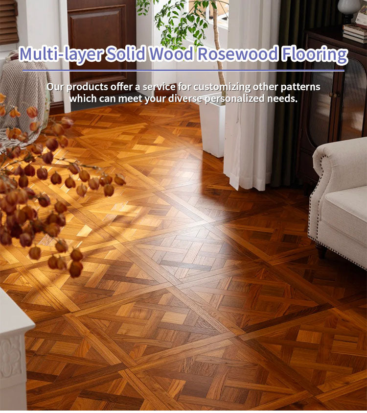 15mm Customizable Square Rosewood Parquet Wood Flooring | Multi-Layer Engineered Panels Outdoor Waterproof Luxury Premium - 图片 7