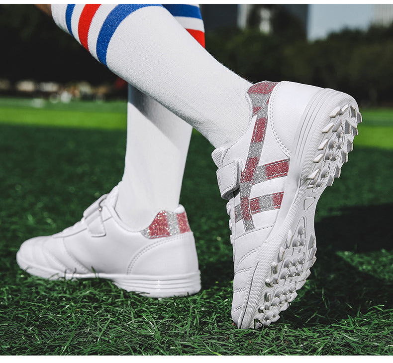 New football shoes for men and women with Velcro for children TF Broken Nail Style Youth Student Grassland Flat Training Shoes - 图片 19