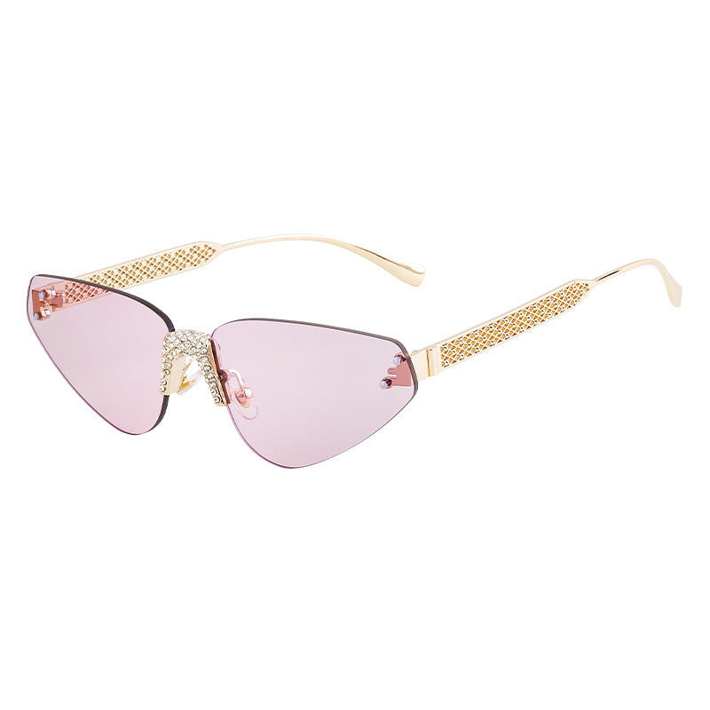 New European and American Fashion Frameless Sunglasses with Rhinestones for Women Outdoor Street Style Sunglasses Women Sun Protection Wholesale shades - 图片 9