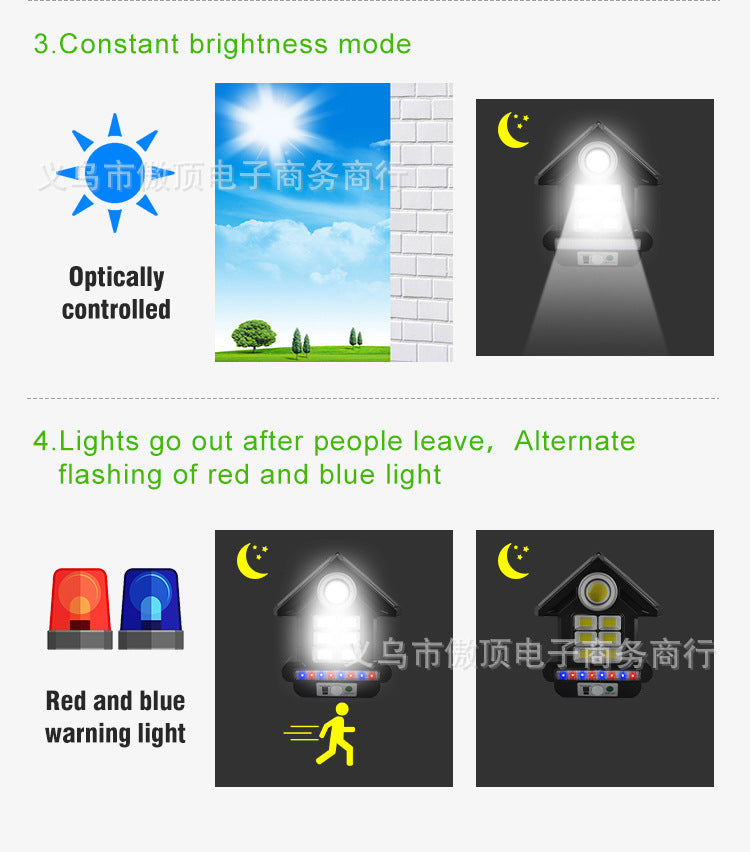 Solar Street Light Human Body Sensing Small Wall Light with Remote Control Garden Light COB Security Light Waterproof Garden Light - 图片 9