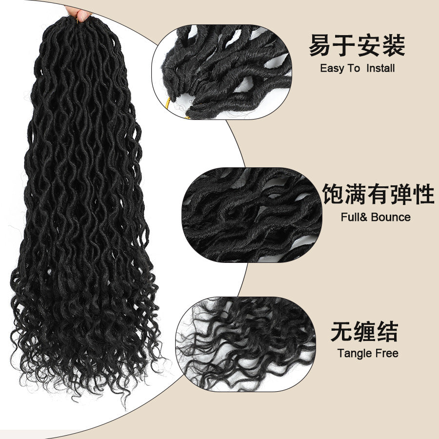 Cross-border European and American Synthetic Hair Wigs Curved Up and Down Crochet Hair Wigs Goddess Faux Locks Curly Handwoven - 图片 24