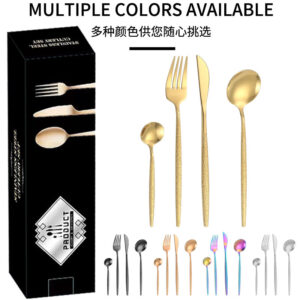 Stainless Steel Cutlery Western Knife Fork Spoon Restaurant Steak Knife Fork Hammer Pattern Portugal24Set