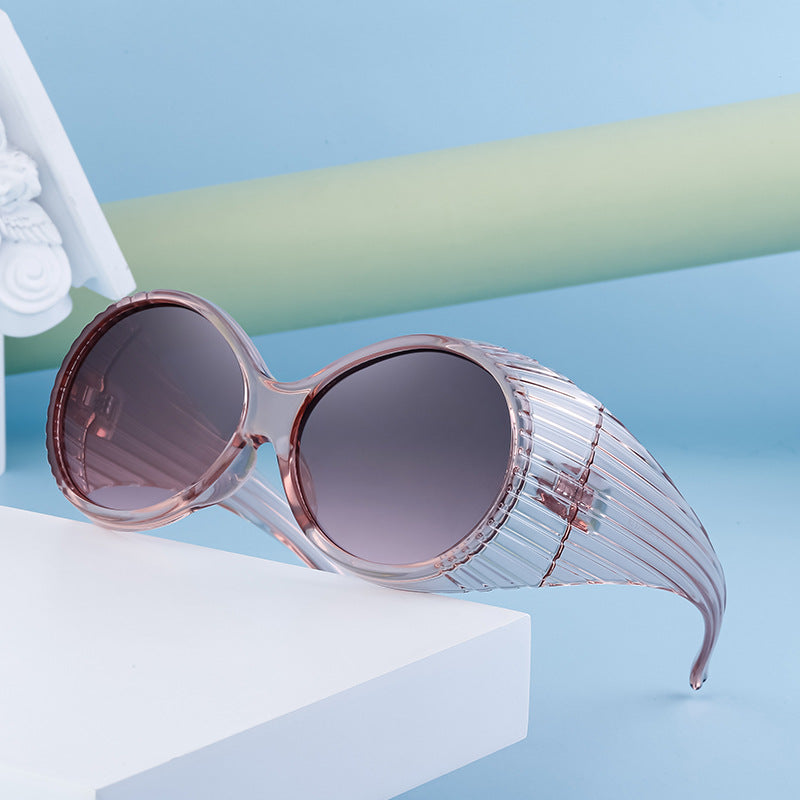 Fashion Catwalk Style Round Frame Sunglasses for Women Trendy High-end European and American Style Internet Celebrity Large Frame Sunglasses for Women Stage Performance - 图片 12