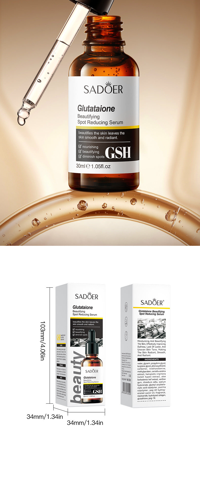 Hyaluronic Acid Hydrating Moisturizing Serum SADOER Skin rejuvenation and moisturizing essence liquid cross-border wholesale - 图片 31