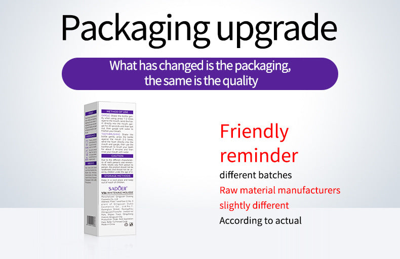 V34Whitening Foam Toothpaste SADOER Clean Teeth Clean Mousse Cross-Border Foreign Trade Wholesale - 图片 7