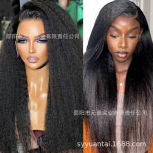 Kinky Straight Lace Front Wigs Synthetic Yaki Long Wigs