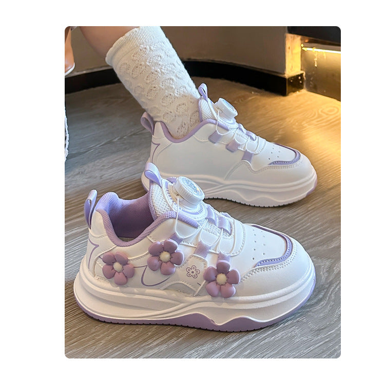 Children's Sports Shoes Spring and Autumn2025New Student Knob Girls' White Sneakers Versatile Casual Girls' Running Shoes - 图片 12