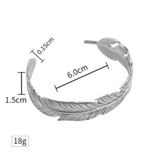 Stainless Steel Fashion Personality Creative Feather Bracelet Titanium Steel Unisex Open Vintage Arm Ring Jewelry