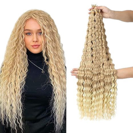 European and American Style Synthetic Hair Domestic Wig Crochet Hair Extensions Curly Hair Piece Deep Wave Bulk hair 30in120g - 图片 5