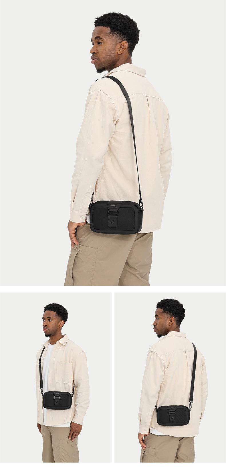 Men's Crossbody Bag High-End Single Shoulder Bag Portable Small Bag Waterproof Oxford Cloth Mini Men's Bag Trendy Style - 图片 18