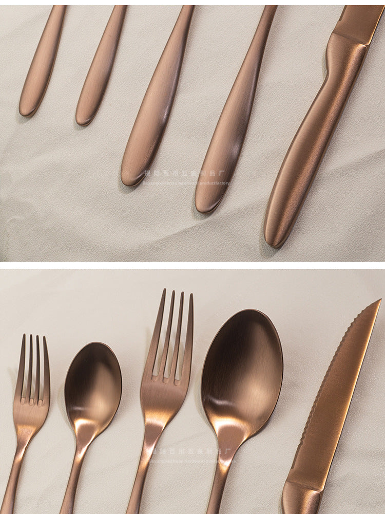 304Stainless Steel Knife Fork Spoon Set Western Tableware Hotel Heavy Sanding Wholesale Steak Knife Tea Spoon Classic Style - 图片 9