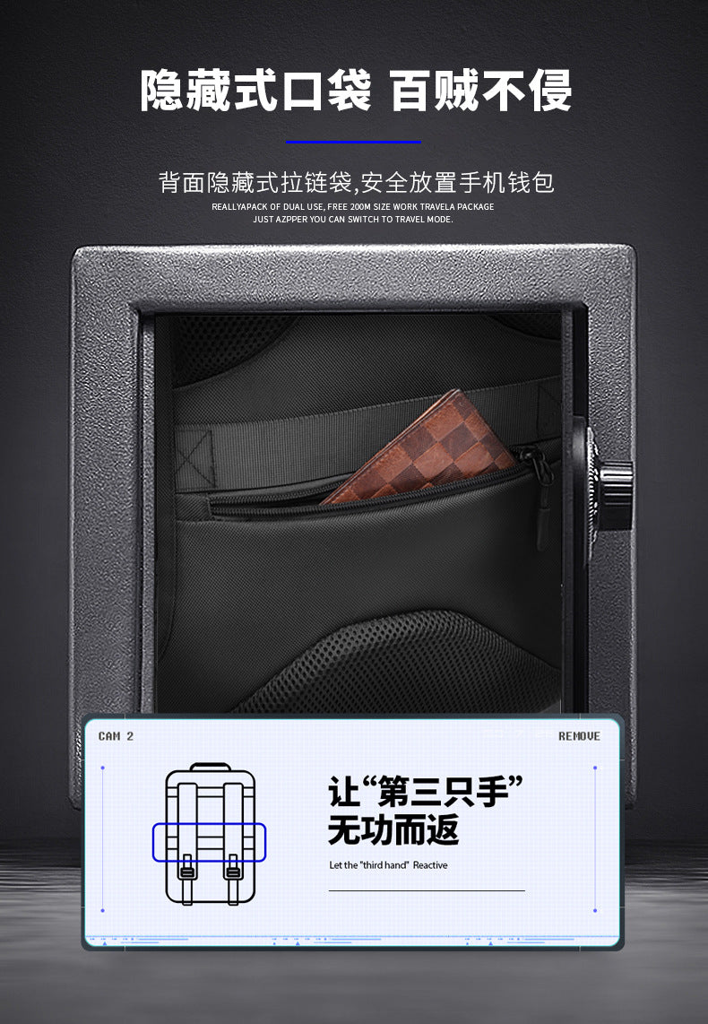 OZUKO Business Backpack Men's Commuting Large Capacity Computer Bag Travel Backpack High-end Waterproof School Bag - 图片 12