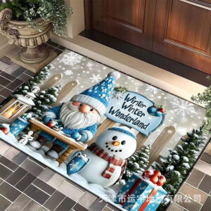 Carpet Crystal Velvet Christmas Floor Mat Cartoon Holiday Decoration Entry Door Floor Mat Dirty Resistant Foot Mat