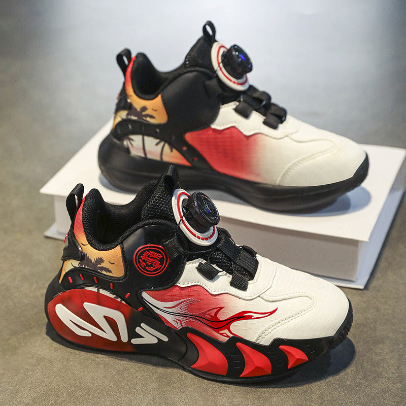 Chinese Style Girls' Shoes2025Autumn New Mesh Breathable Running Sports Shoes Children's Anti-Slip Wear-Resistant Basketball Shoes - 图片 4