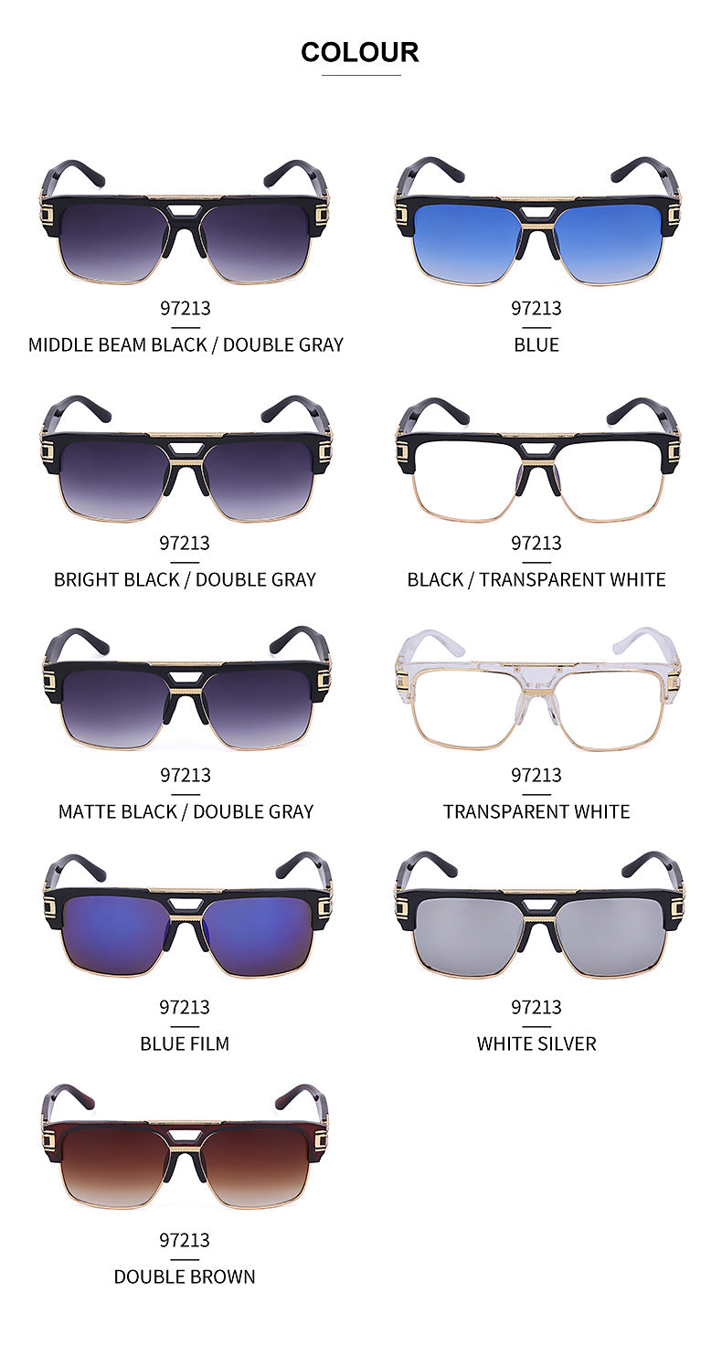 Glasses for Men Driving Special European and American Large Frame Sunglasses Men's High-end Sense Retro Trend Sunscreen Sunshade Full Frame Sunglasses - 图片 27