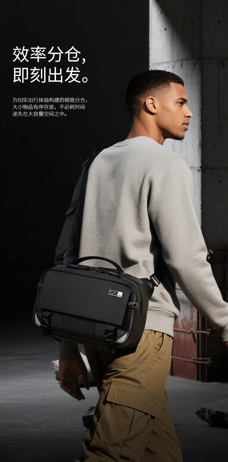 ozuko Men's Crossbody Bag Shoulder Bag Waterproof Large Capacity Outing Portable Bag High-end Multifunctional Trendy Brand - 图片 15