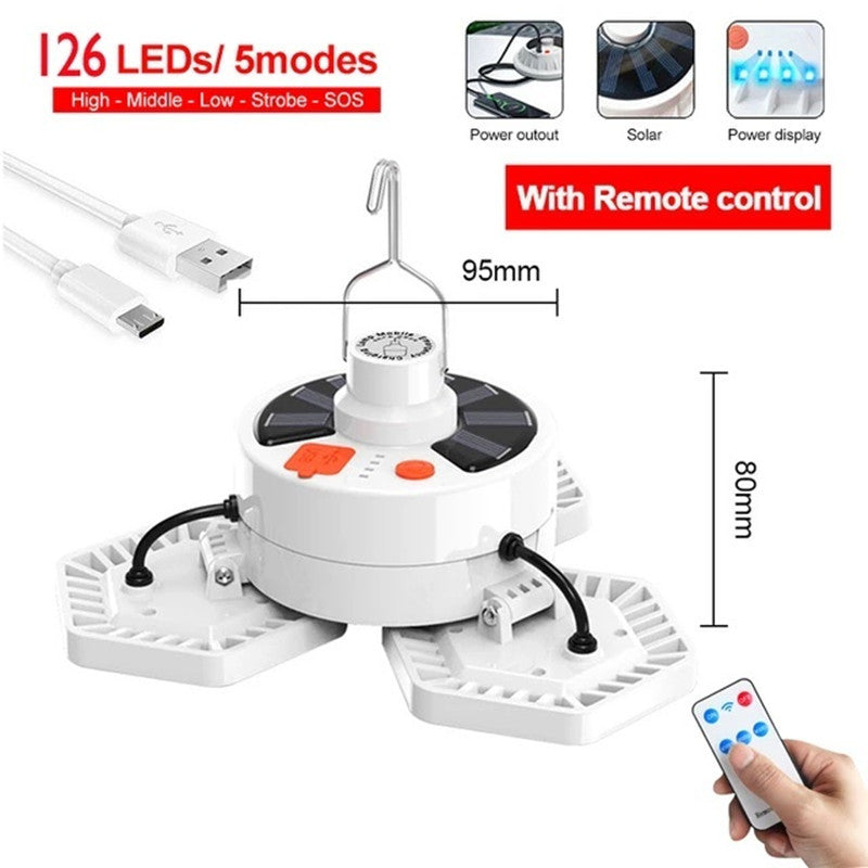 Outdoor LED Tent Light Camping Light with Remote Control Three-Leaf Bulb Emergency Light for Home Power Outage - 图片 5