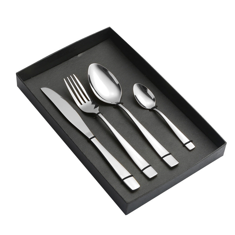 410Stainless Steel Cutlery Western Food Square Handle Knife Fork Spoon4Gift Set Cutlery Set Steak Knife Fork Spoon - 图片 7