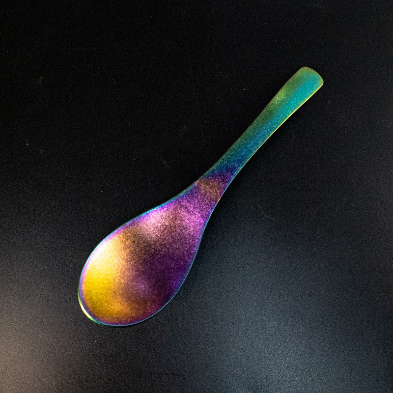 Pure Titanium Spoon Household Uncoated Ice Flower Craft Outdoor Pure Titanium Soup Spoon Hot Pot Wide Spoon High Temperature Coloring Titanium Soup Spoon - 图片 9