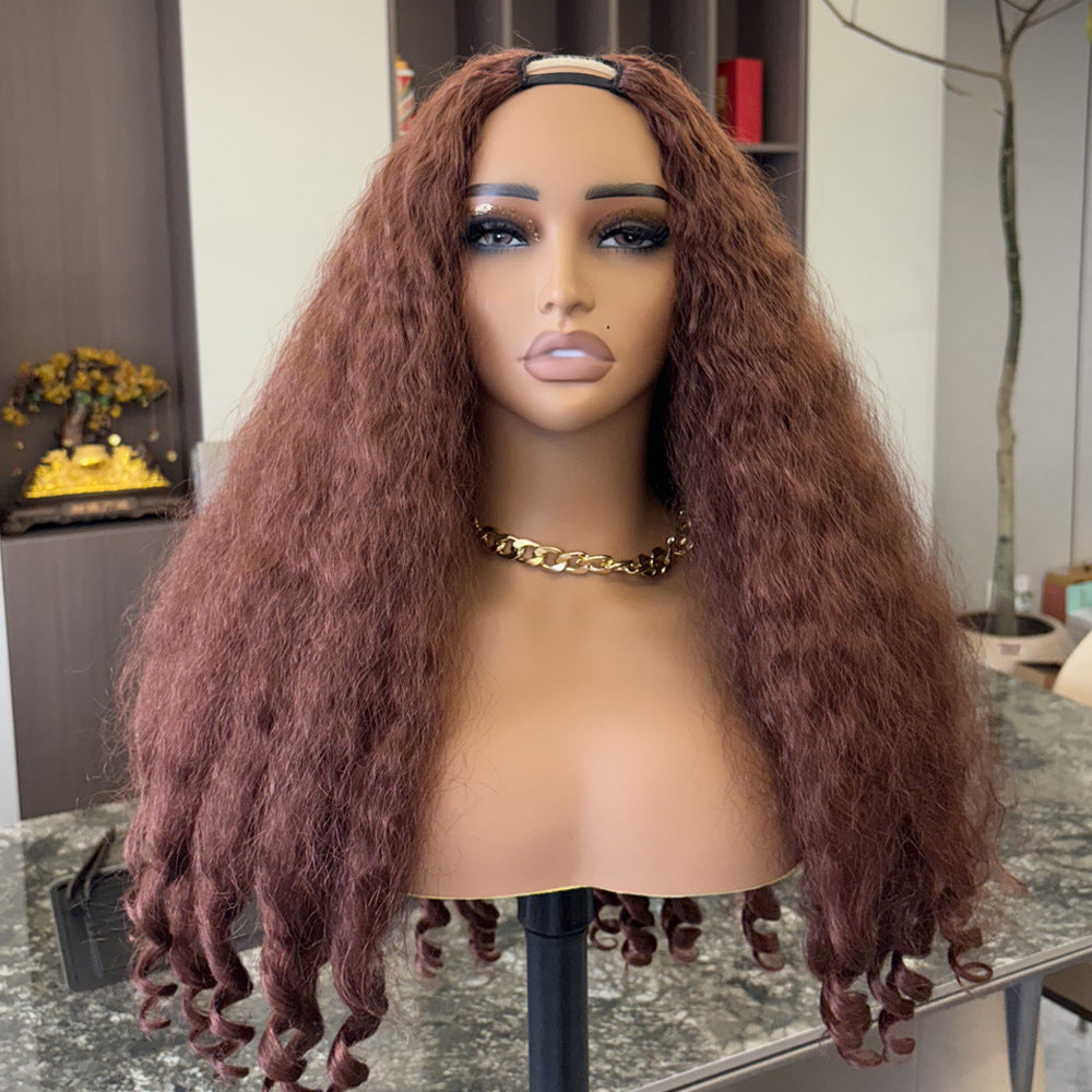 DR2/9T2 Ombre Burgundy V part Afro Wig with Curly End - 图片 6