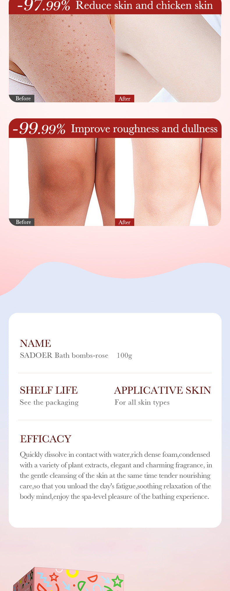 Rose Bath Salt Balls SADOER Deep Cleansing Body Universal Bath Ball Cross-Border Foreign Trade Wholesale - 图片 18