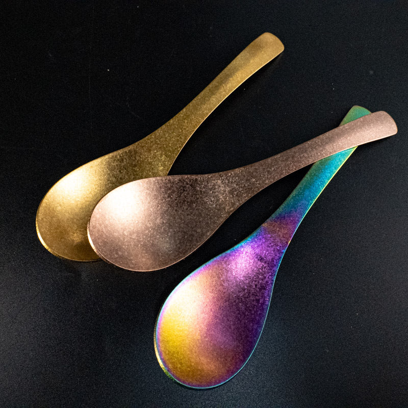 Pure Titanium Spoon Household Uncoated Ice Flower Craft Outdoor Pure Titanium Soup Spoon Hot Pot Wide Spoon High Temperature Coloring Titanium Soup Spoon - 图片 19