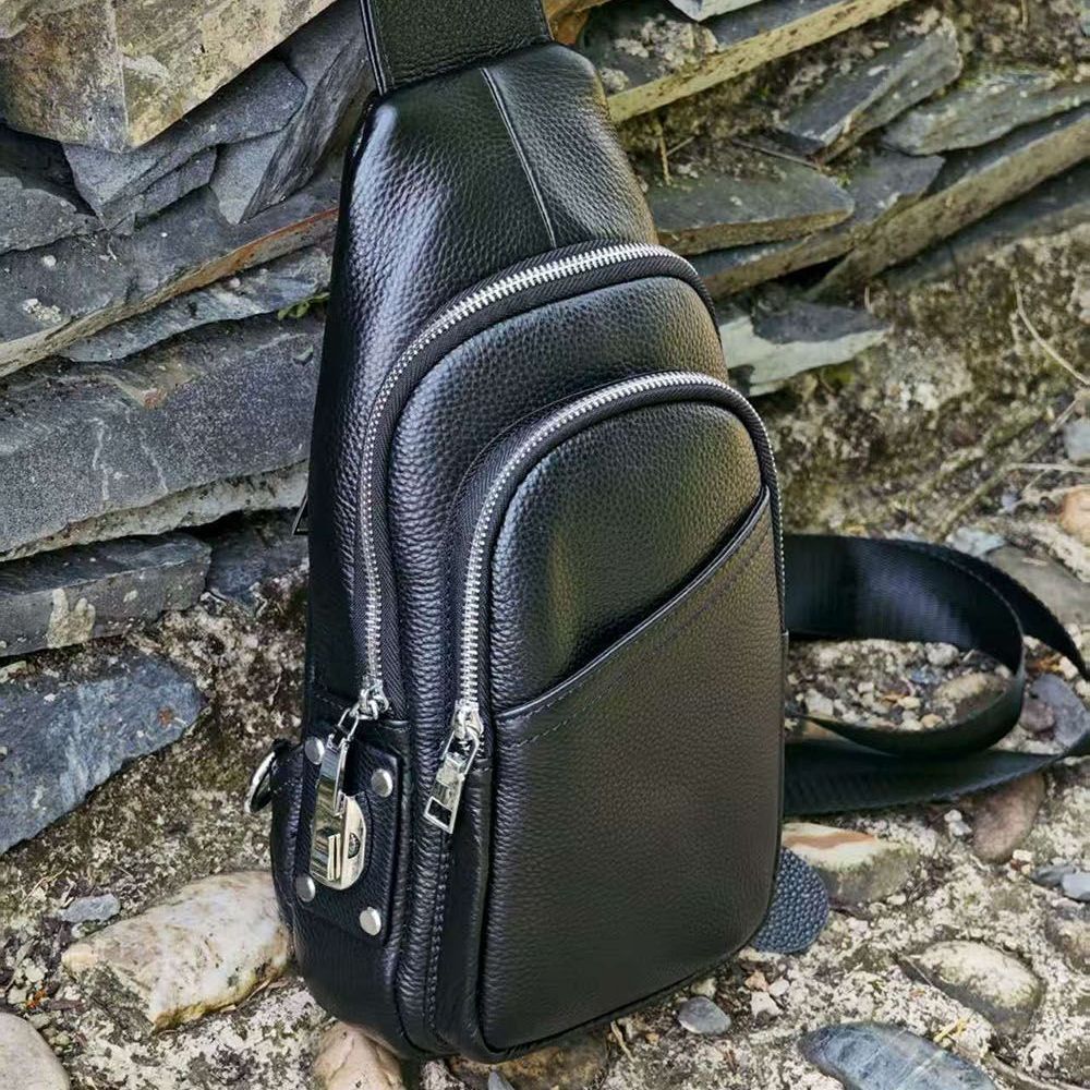 Anti-theft Bag Cowhide Chest Bag Password Lock Outdoor Sports Genuine Leather Single Shoulder Crossbody Bag Anti-theft Password Lock - 图片 5