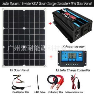 Solar Energy Kit System: 12V Inverter 18W Solar Panel 30A Controller Solar System