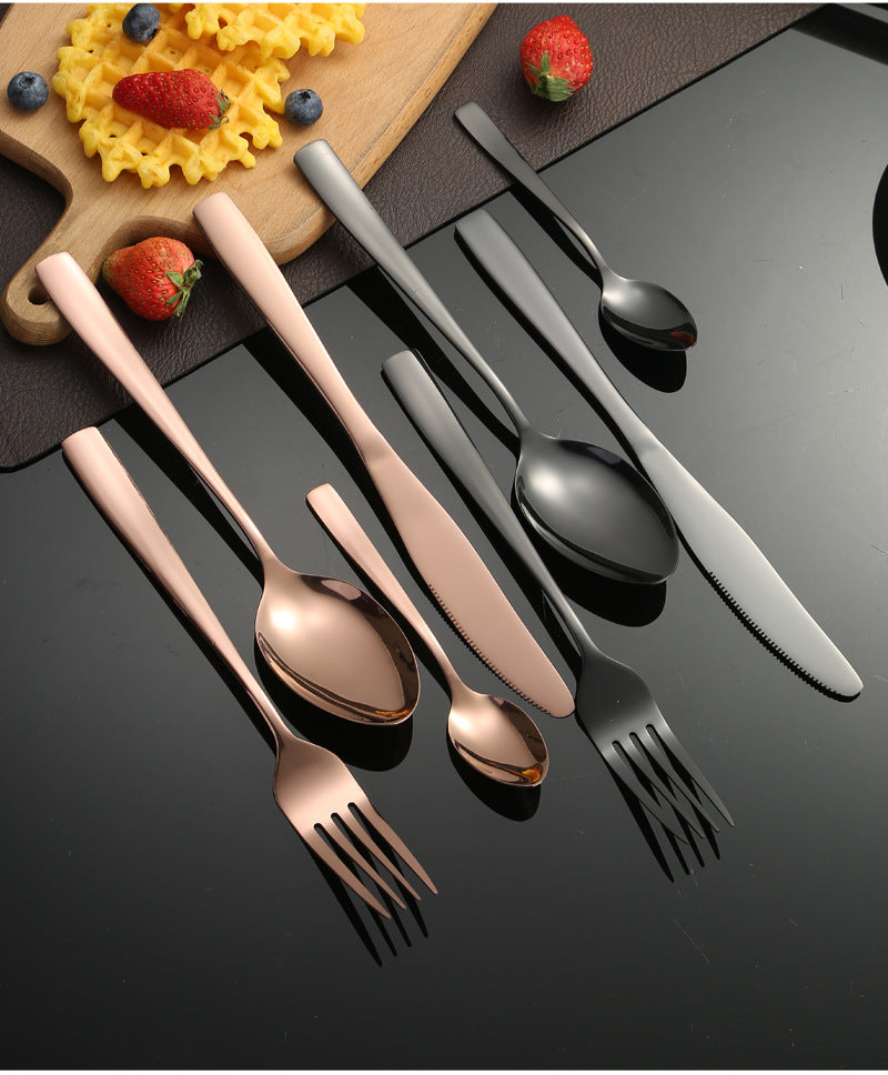 410Stainless Steel Cutlery Western Food Square Handle Knife Fork Spoon4Gift Set Cutlery Set Steak Knife Fork Spoon - 图片 25