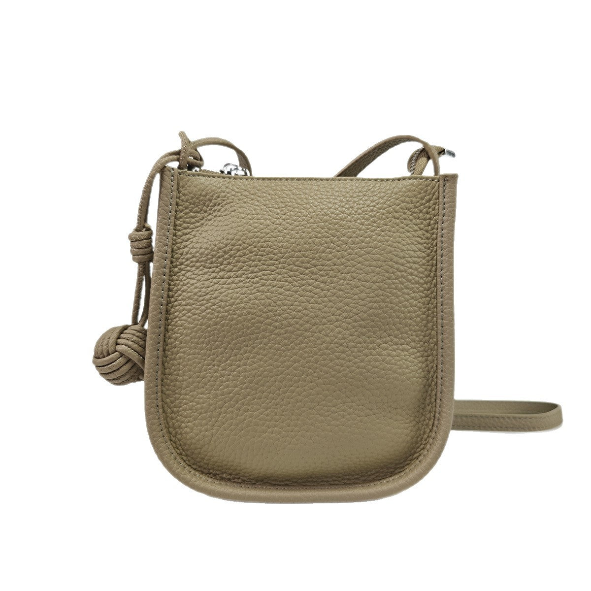 Genuine Leather Small Bucket Bag Trendy Small Bag for Women Fashion Woven Ball Phone Bag Versatile Shoulder Crossbody Bag - 图片 4