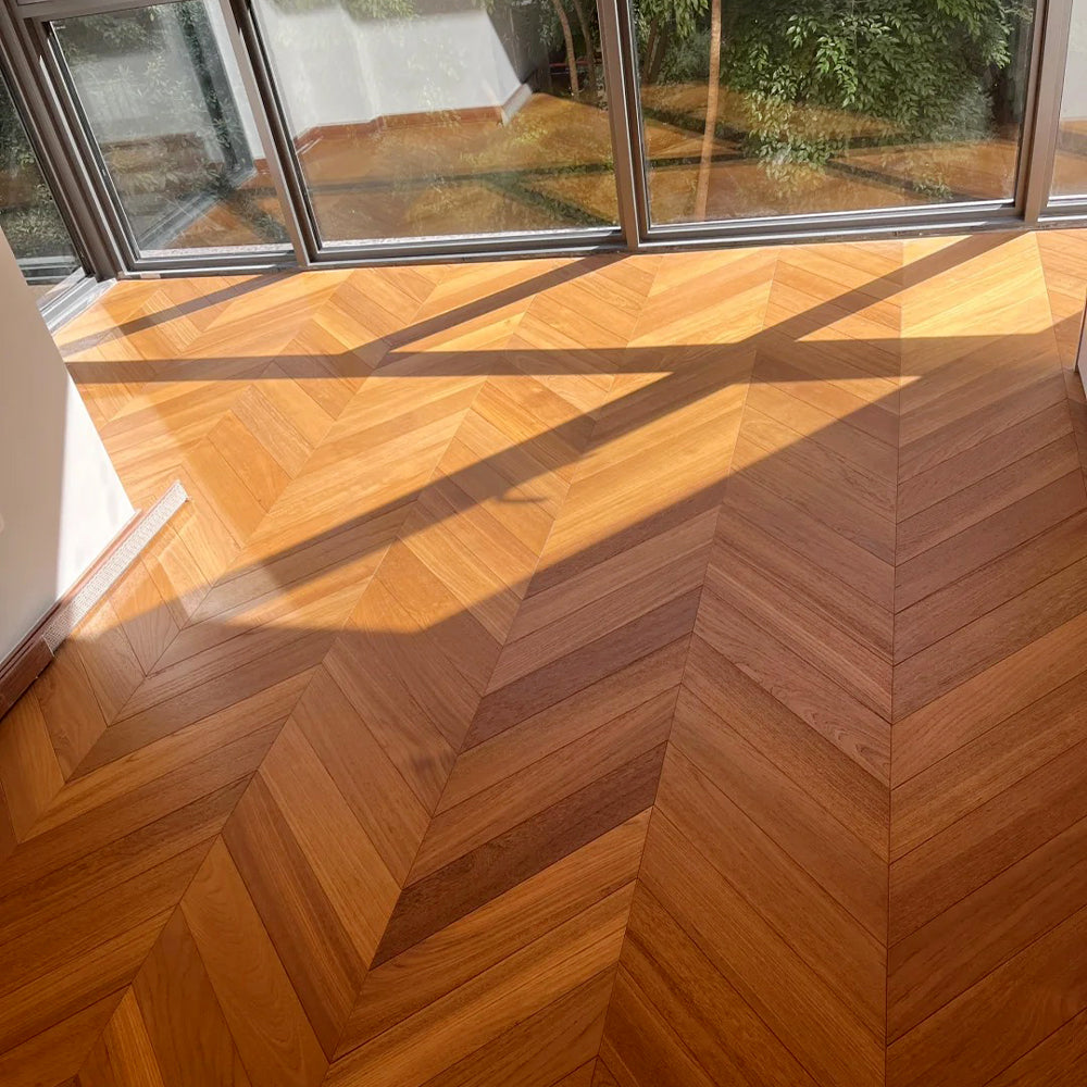 18mm Multi-Layer Engineered Teak Flooring Customizable Hardwood Panels UV Coated Waterproof Anti-Slip Exterior - 图片 16