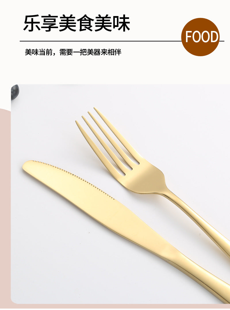 410Stainless Steel Tableware24Set of Hotel Western Dining Square Handle Steak Knife, Fork, Spoon, Tea Spoon - 图片 18