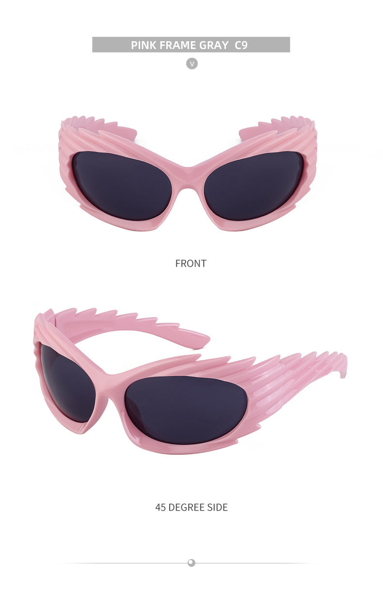 Europe and America Y2K Millennium Windproof Sunglasses for Women Trendy Personality Irregular Shape Sun Protection Sunglasses for Men Cycling Sports Glasses - 图片 32