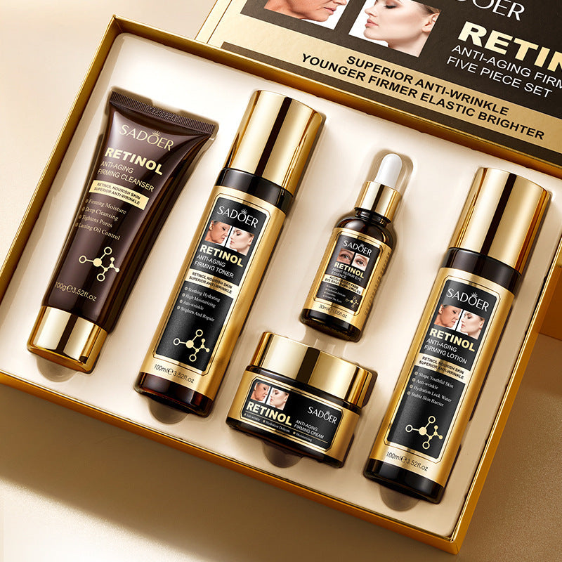 Retinol Skincare Set SADOER Anti-wrinkle, hydrating, moisturizing five-piece set for foreign trade wholesale