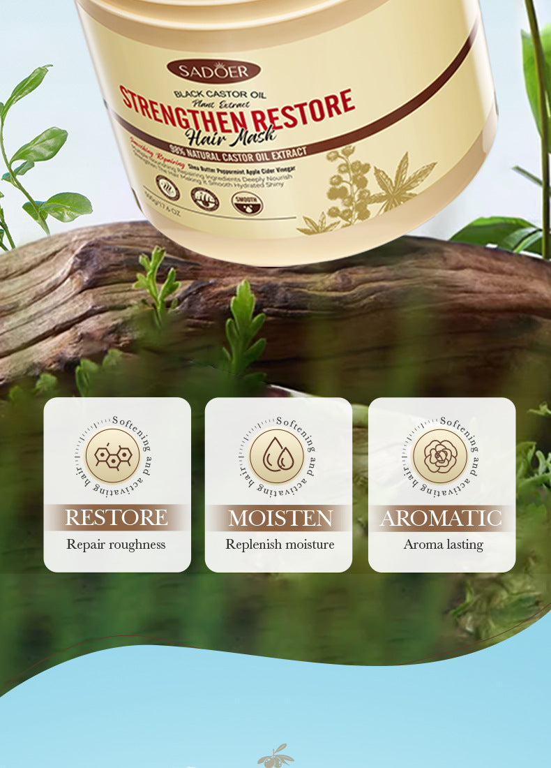 Black Castor Oil Hair Mask500gSADOER Nourishing, Smooth and Fluffy Conditioner Cross-Border Wholesale - 图片 12