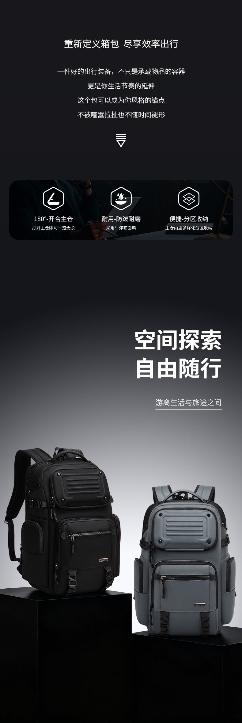 ozuko Business Backpack Men's Large Capacity Waterproof Computer Bag15.6Men's Commuter Backpack with High-End Feel - 图片 6