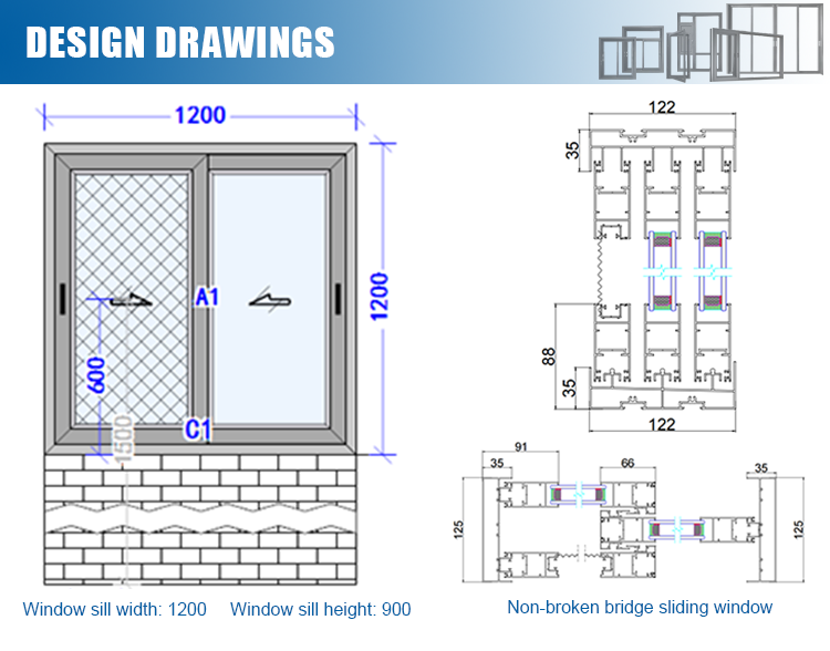 Double Tempered Reflective Glass Aluminium Sliding Windows Economic Price in Africa - 图片 10