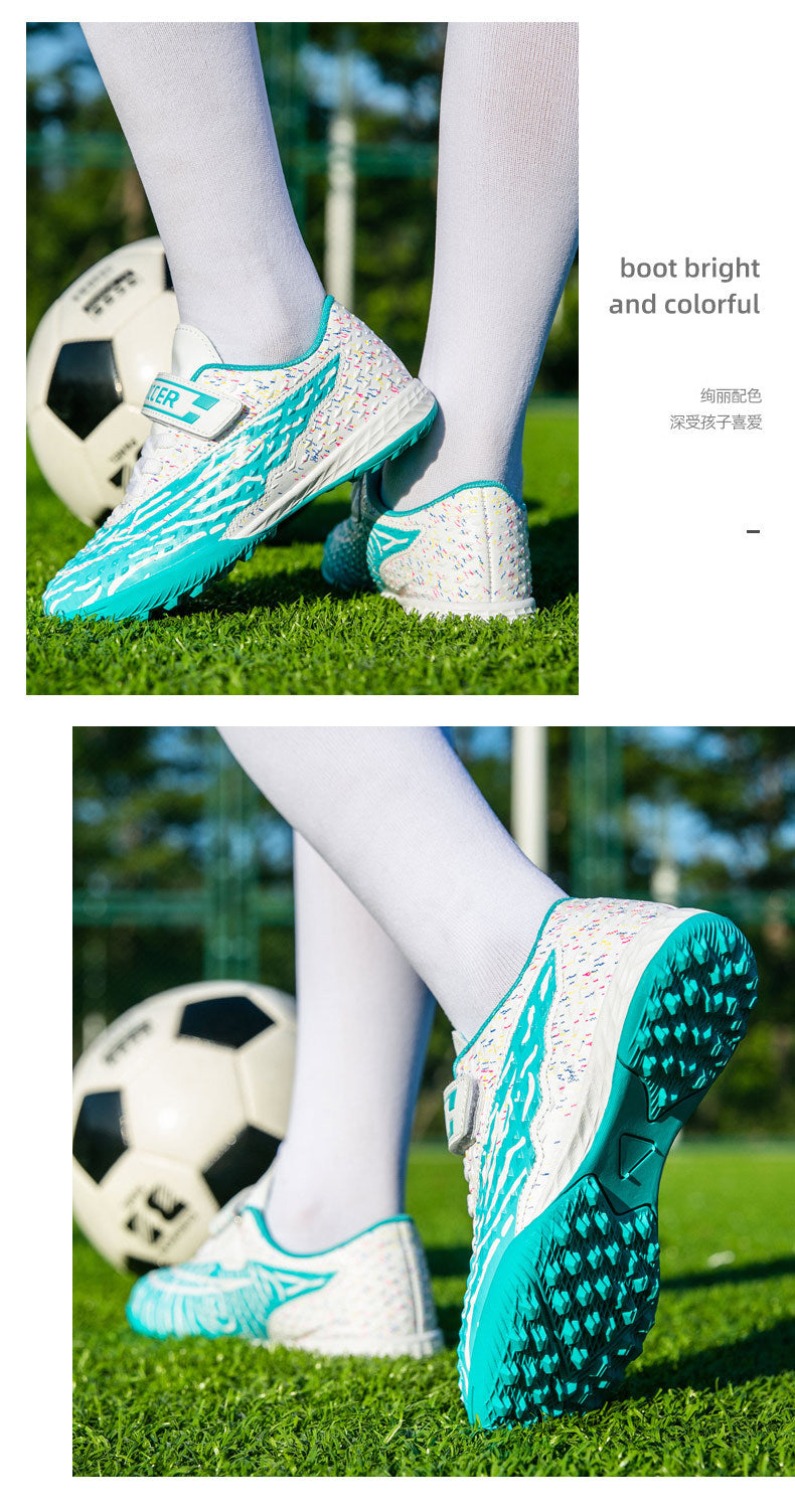 New football shoes for men and women with Velcro for children TF Broken Nail Style Youth Student Grassland Flat Training Shoes - 图片 25