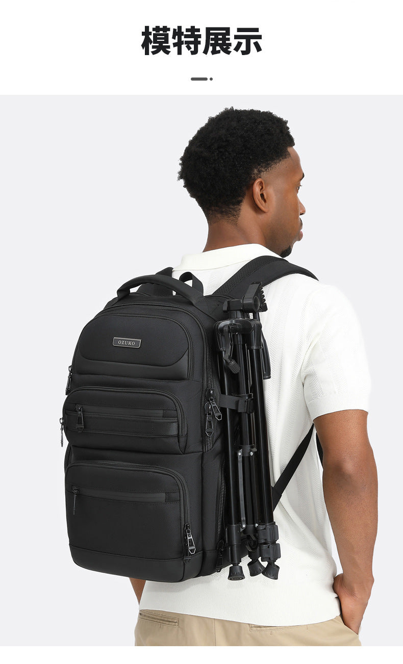 OZUKO Business Backpack Men's Computer Backpack Waterproof High-end Business Travel College Student Commuting School Bag - 图片 23