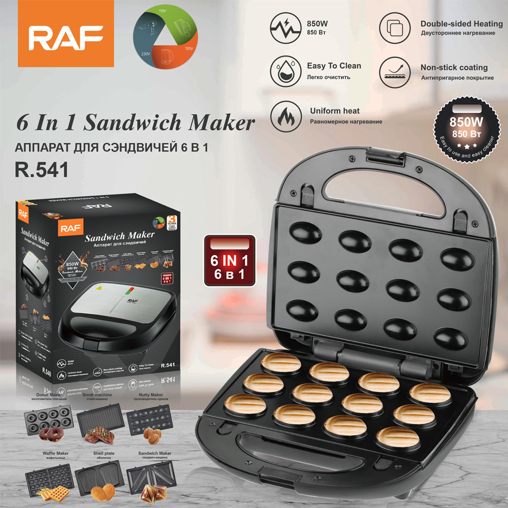 RAF European Standard Multifunctional 6-in-1 Sandwich Maker Home Breakfast Machine Baking Donut Maker Baking - 图片 11