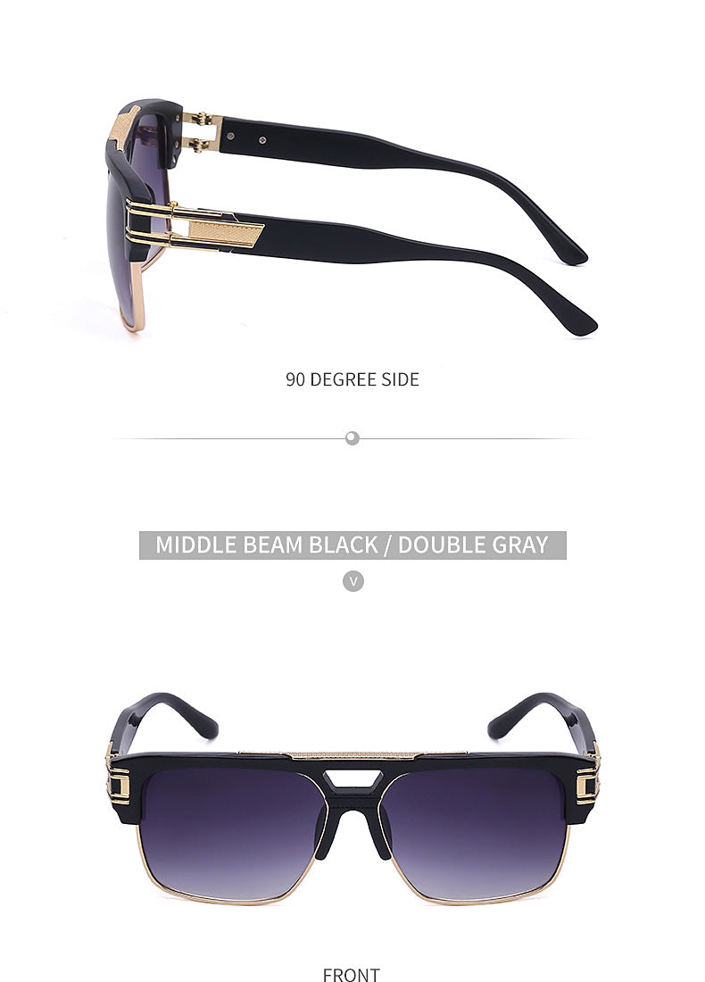 Glasses for Men Driving Special European and American Large Frame Sunglasses Men's High-end Sense Retro Trend Sunscreen Sunshade Full Frame Sunglasses - 图片 31