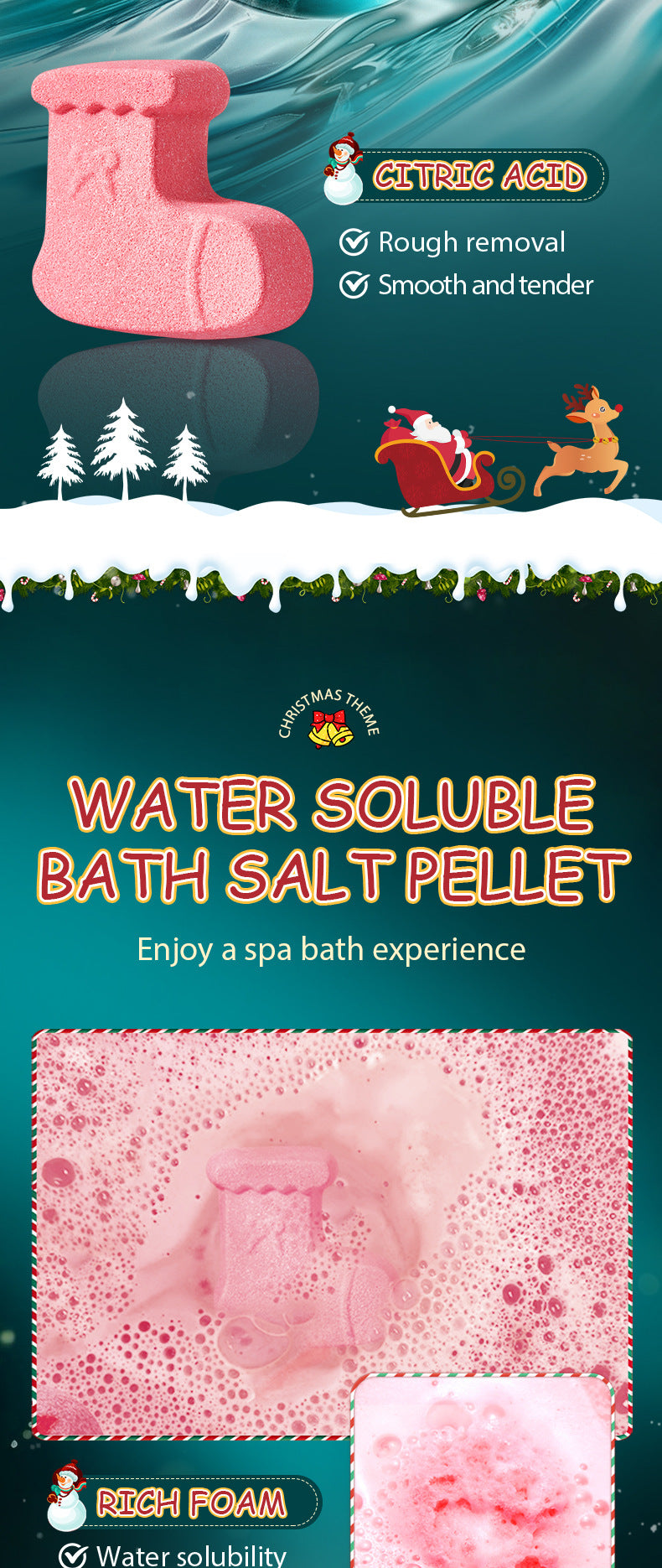 Cross-Border Christmas Stocking Bath Bombs SADOER Deep Cleansing Body Bath Bath Salts Export Manufacturer Wholesale - 图片 12